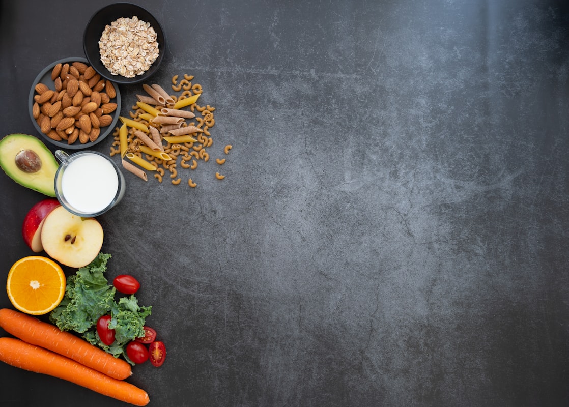 Healthy food rich in nutrients for skin health